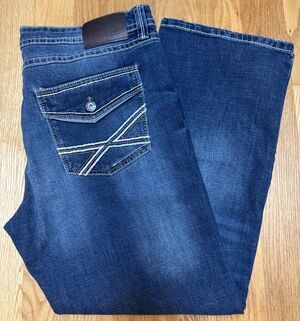 TK Axel Jeans 38x30 Blue Men's Slim Boot Cut Strait Stretch